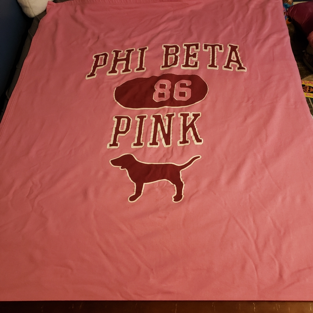 Victoria's Secret Pink Phi Beta Pink stadium sweatshirt blanket vintage 05